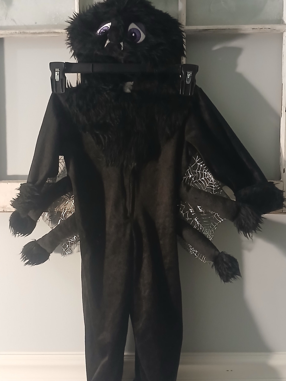 Black Spider Hoodie Jacket with Faux Fur Trim